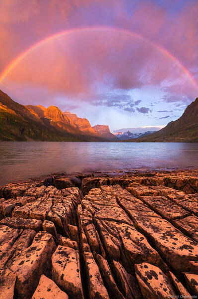 Rainbow over Glacier National Park.