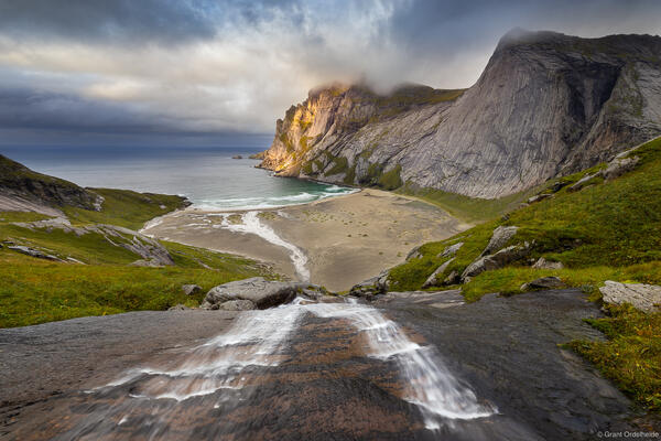 Bunes Beach Waterfall