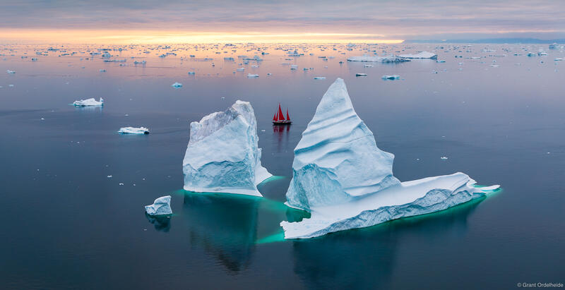 Red Sail Aerial Sunset