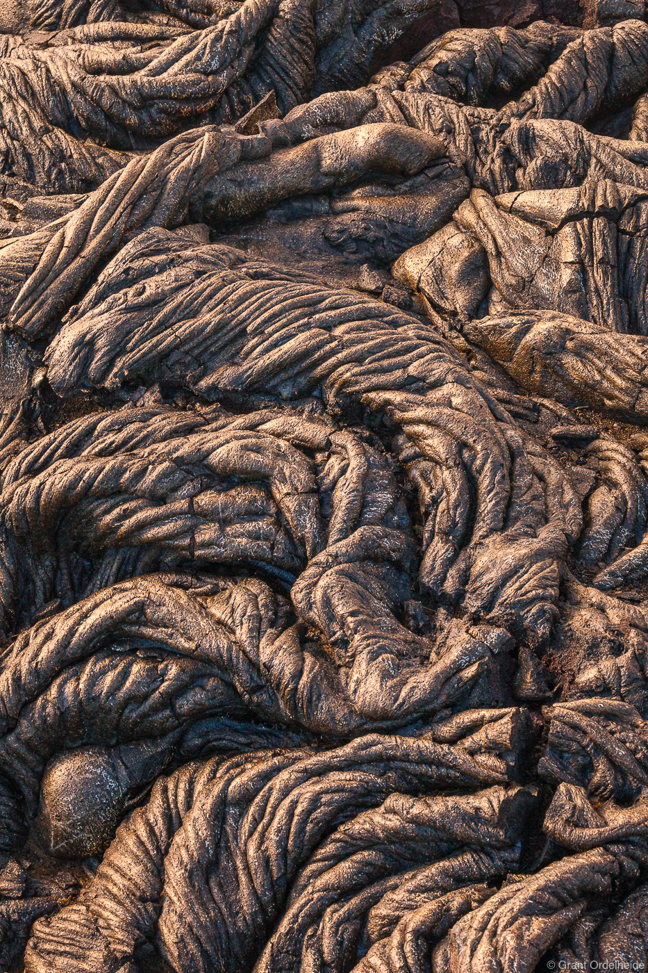 Cooled lava patterns a the massive lava flow in Hawaii Volcanoes National Park.