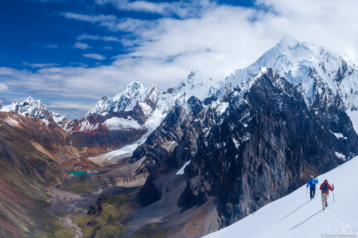 Descending from 16,000 feet on one of the many high passes along the Huayhuash cicuirt.