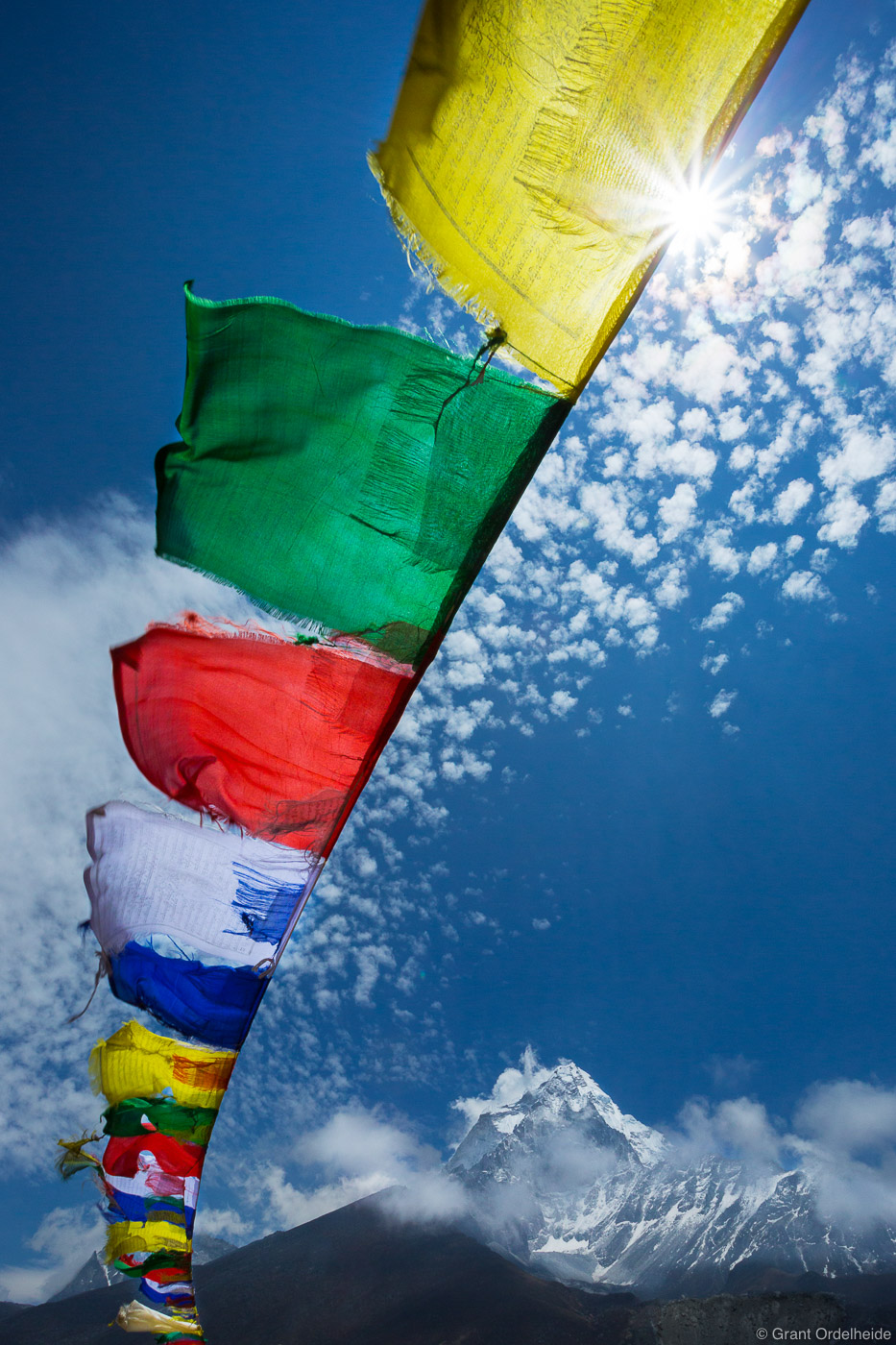 Prayer flags below Ama Dablam in Nepal's Everest Region.