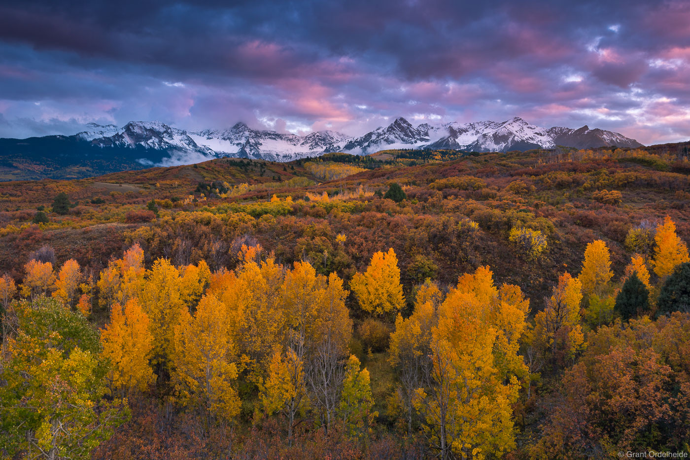 Autumn sunset over Dallas Divide near Ridgway, Colorado.
