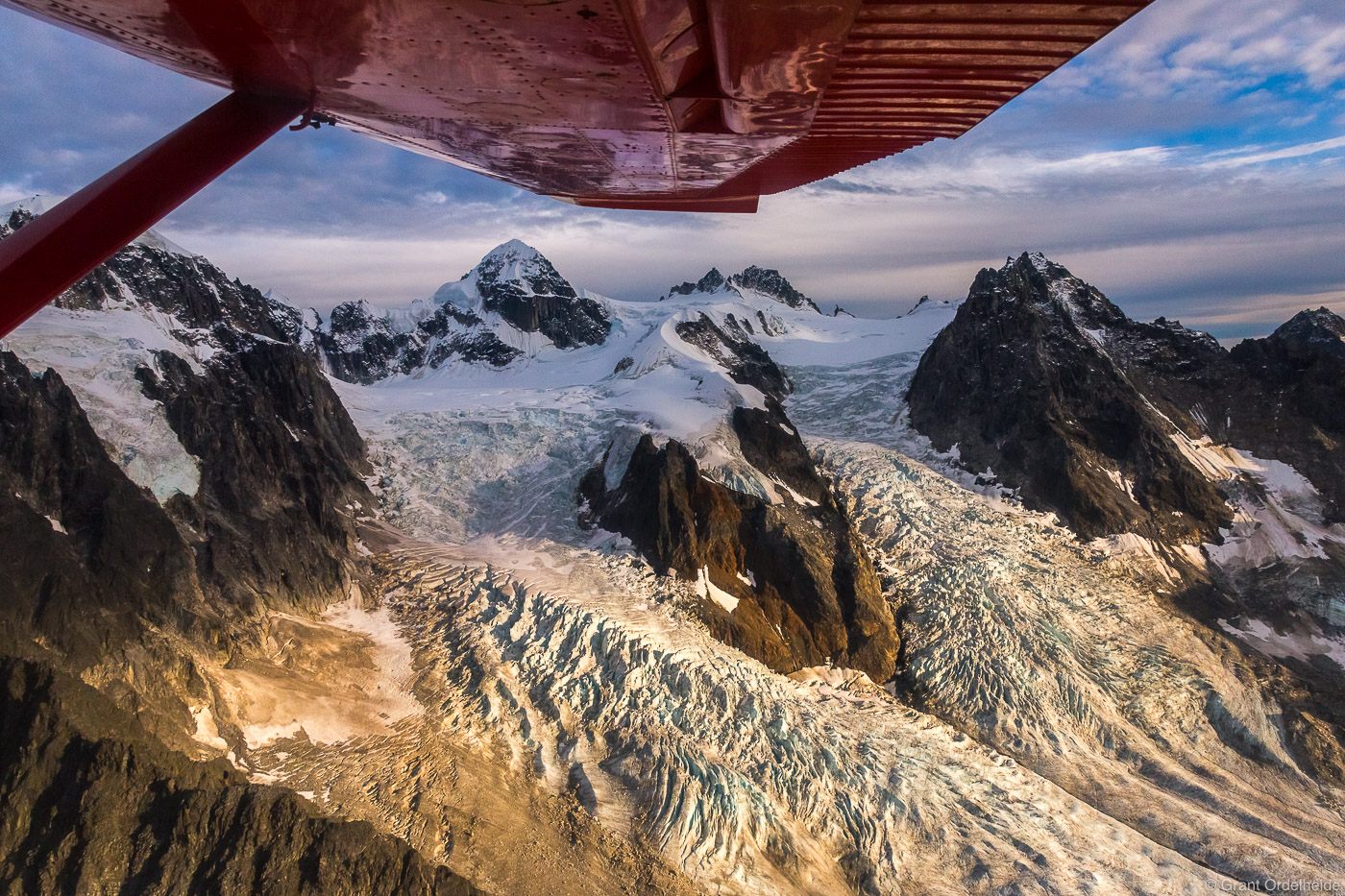 Flying over an area known as "Little Switzerland" in Alaska's Denali National Park.