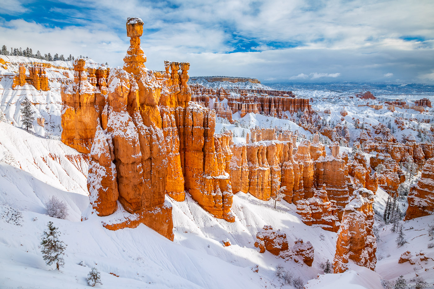 Morning light after a fresh snow storm in Utah's Bryce Canyon National Park.