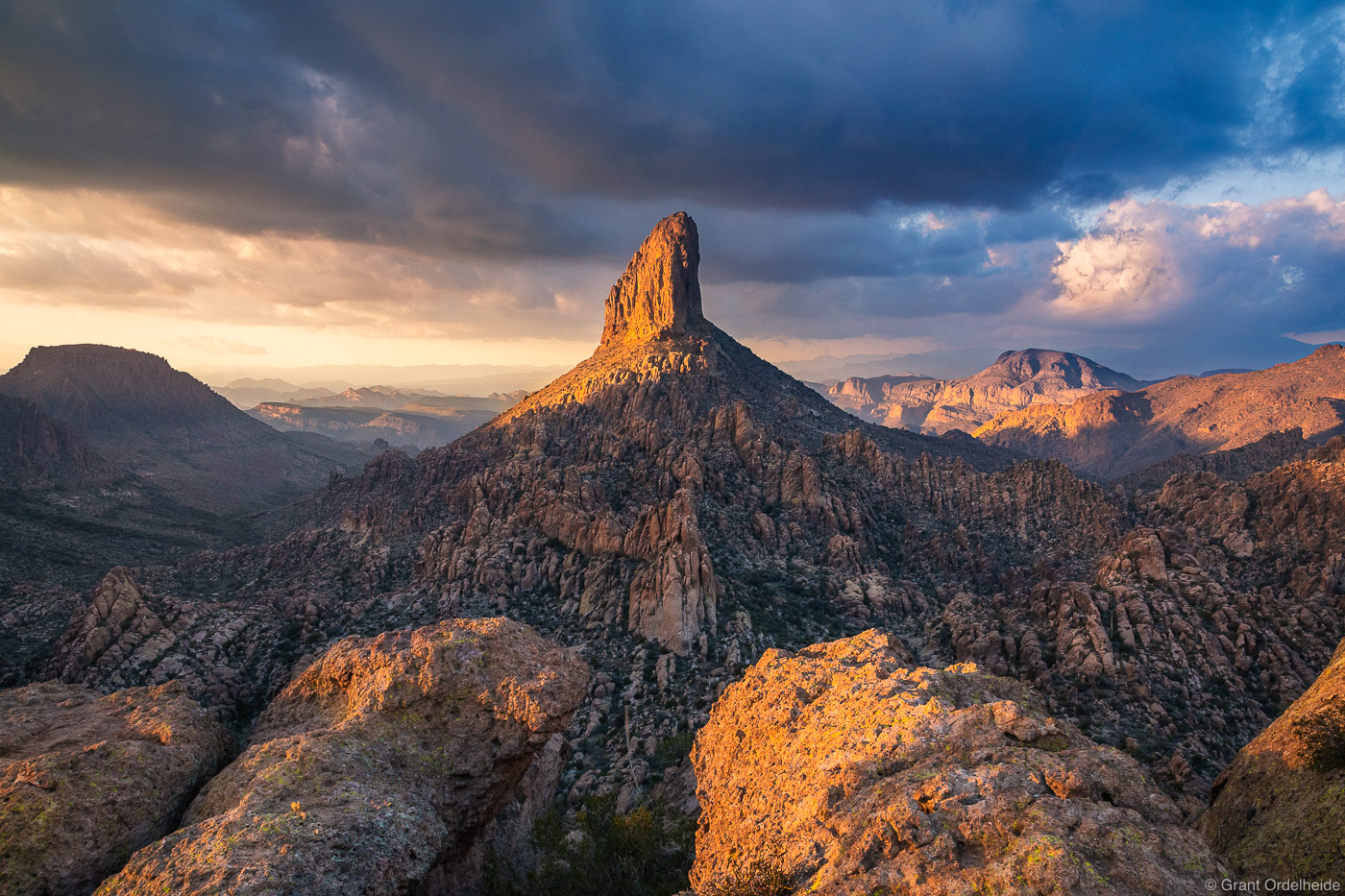 Weavers Needle in the Superstition Mountains near Phoenix, Arizona.