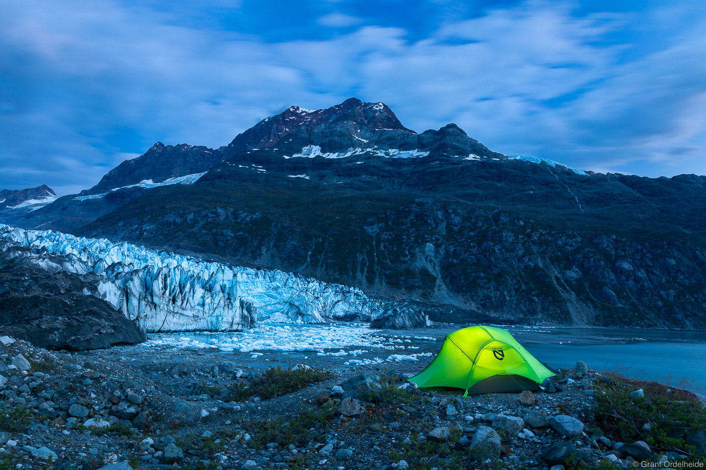 A once in a lifetime campsite in Glacier Bay National Park.
