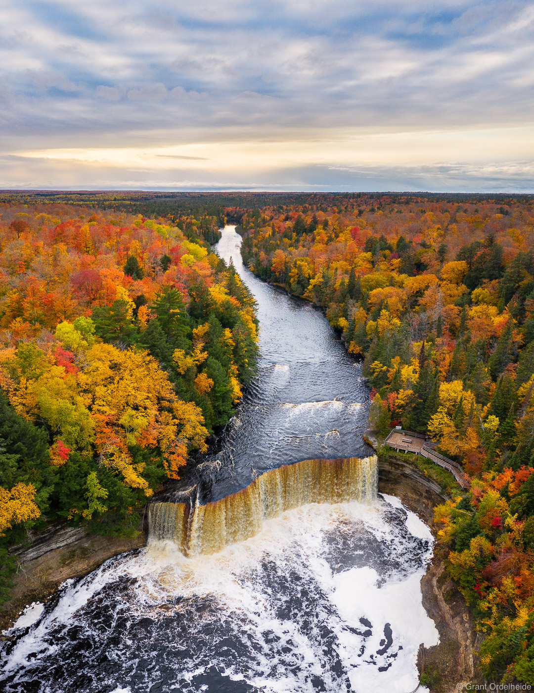 Upper Tahquamenon Falls during the height of autumn on Michigan's Upper Peninsula.