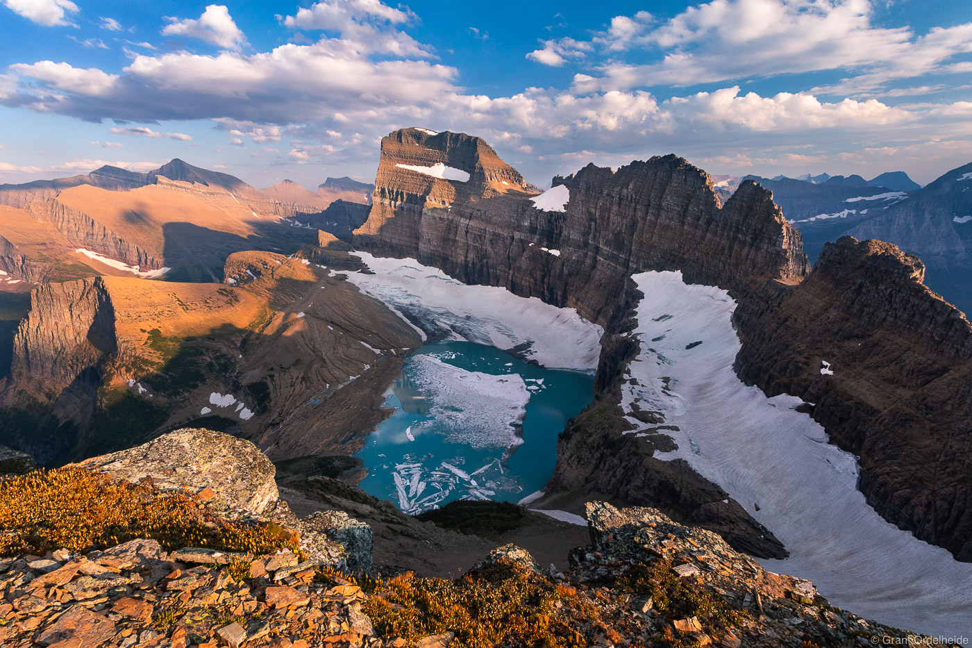 Sunset over Mount Gould and the Grinnell Glacier from deep in the Glacier backcountry.