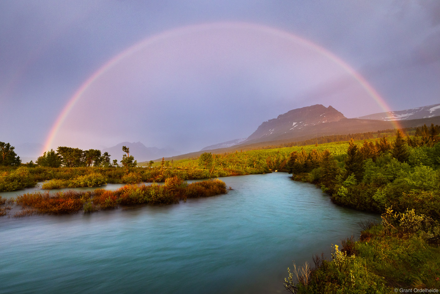 Full rainbow in Glacier National Park.