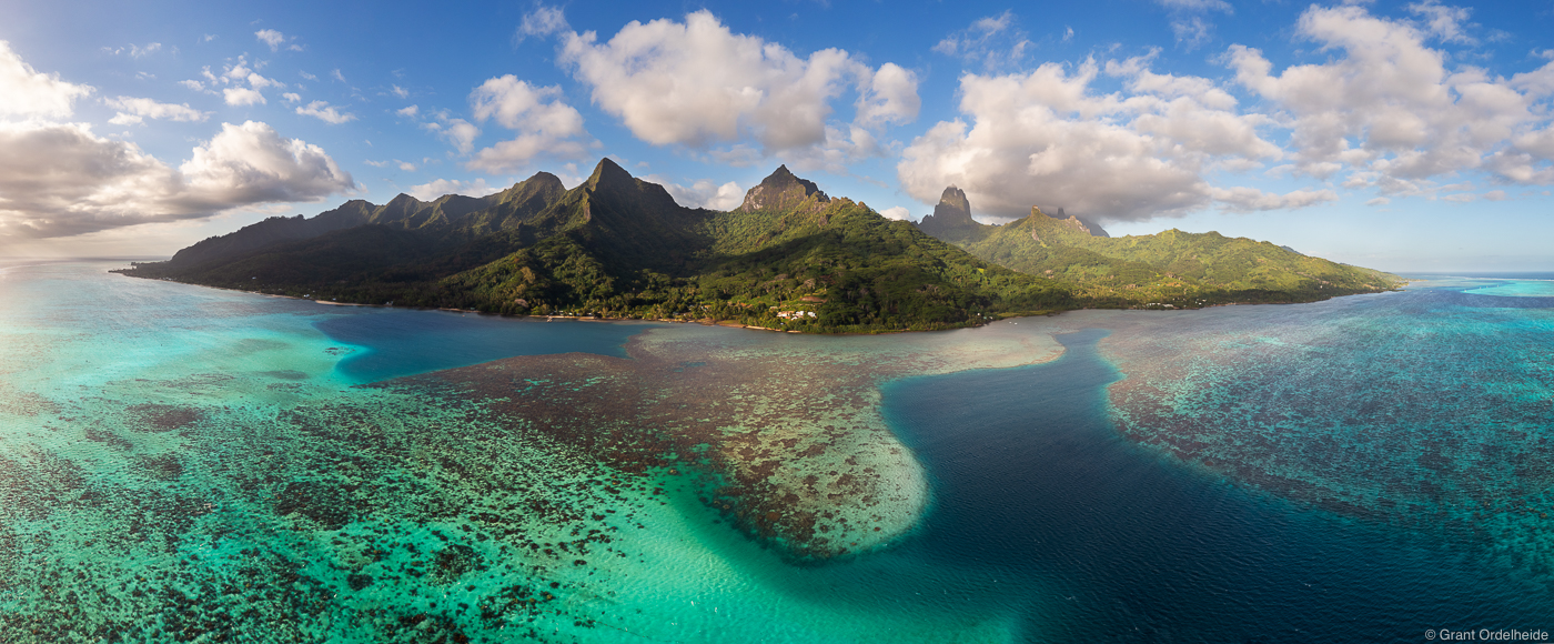A panoramic view of Moorea in French Polynesia.